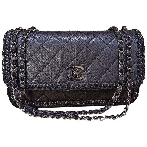 chanel black python bag|chanel python drawstring bag.